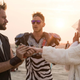 Fredinburg officiating Mike “Doc” North and Marnie Brumder’s wedding on the Burning Man playa in August 2014. Fredinburg and North were Burning Man soul mates; they were as close as brothers.
